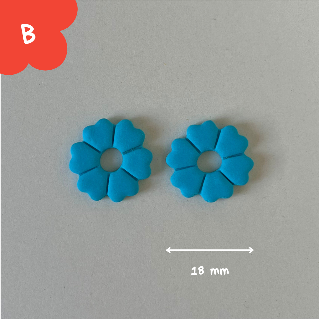 Pampilles fleur trèfle bleu turquoise