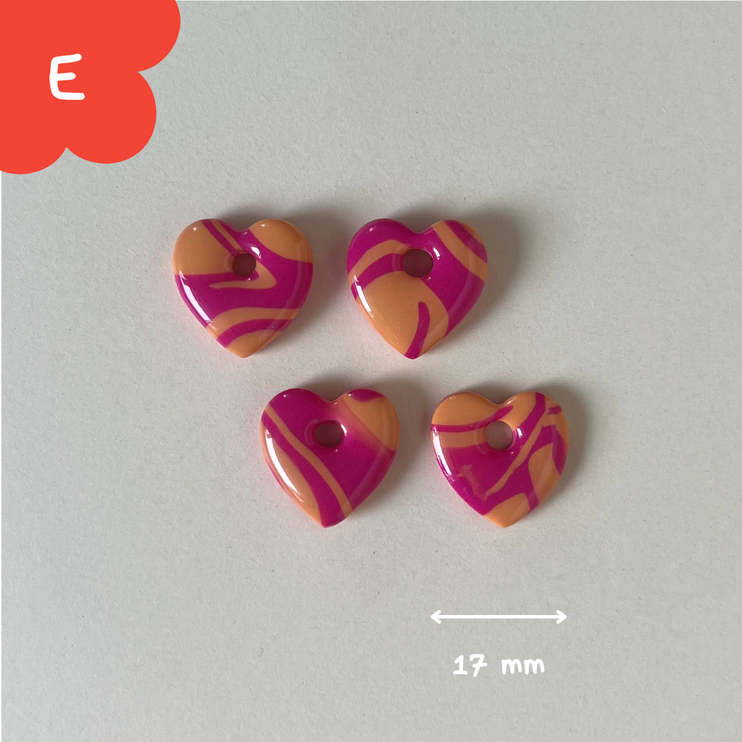 Pampilles coeur roses et orange pastel
