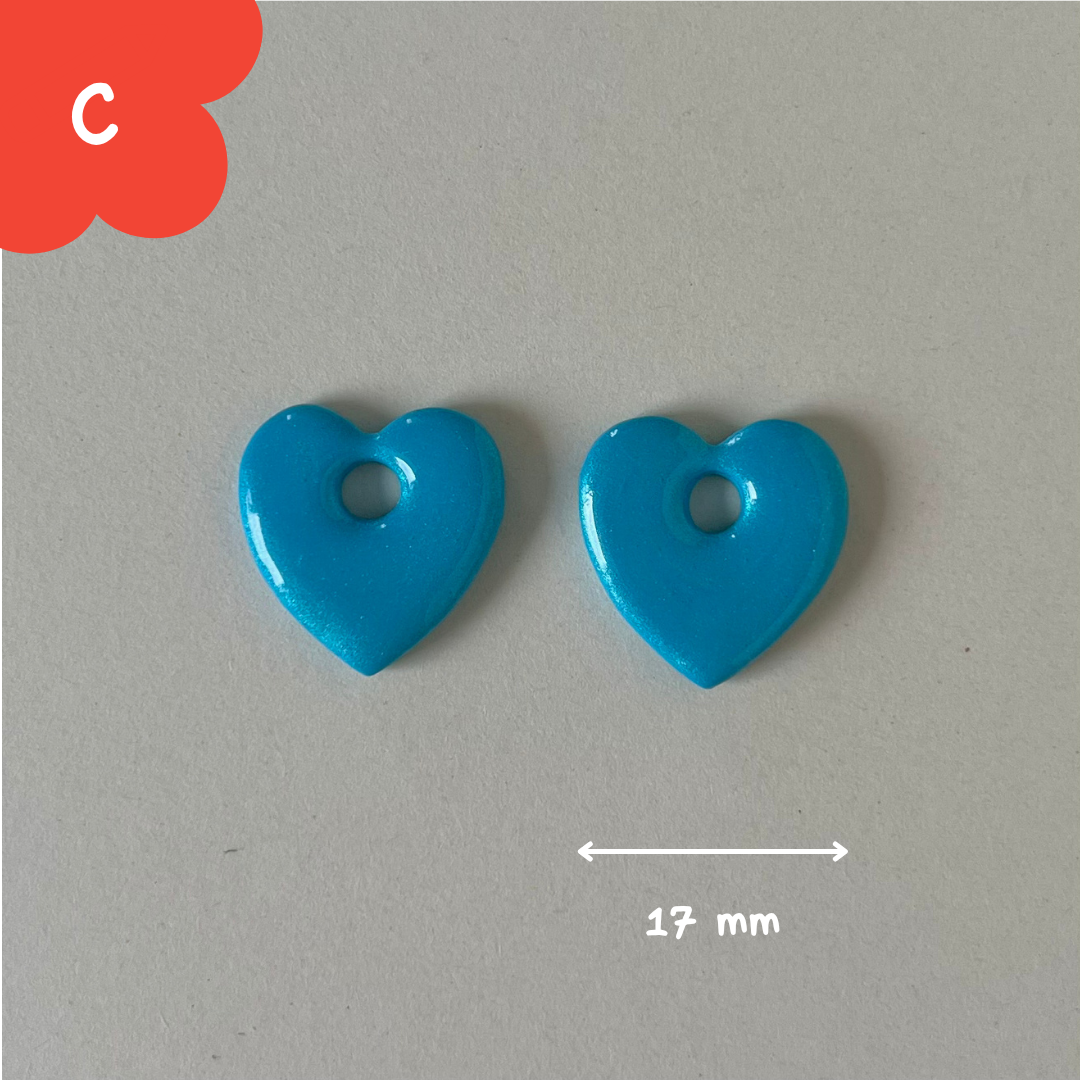 Pampilles coeur bleu turquoise nacrées