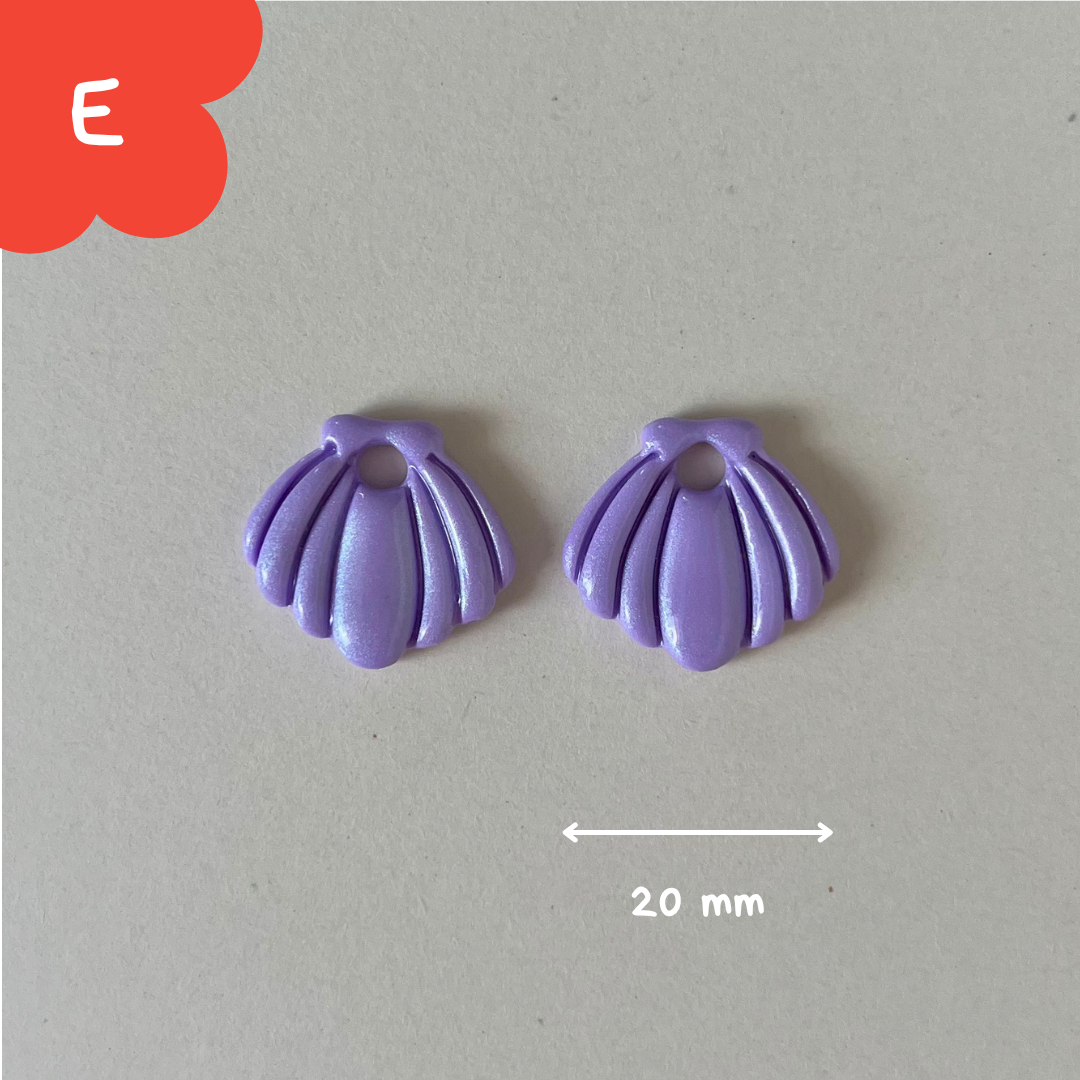 Pampilles coquillage mauves pastel nacrées