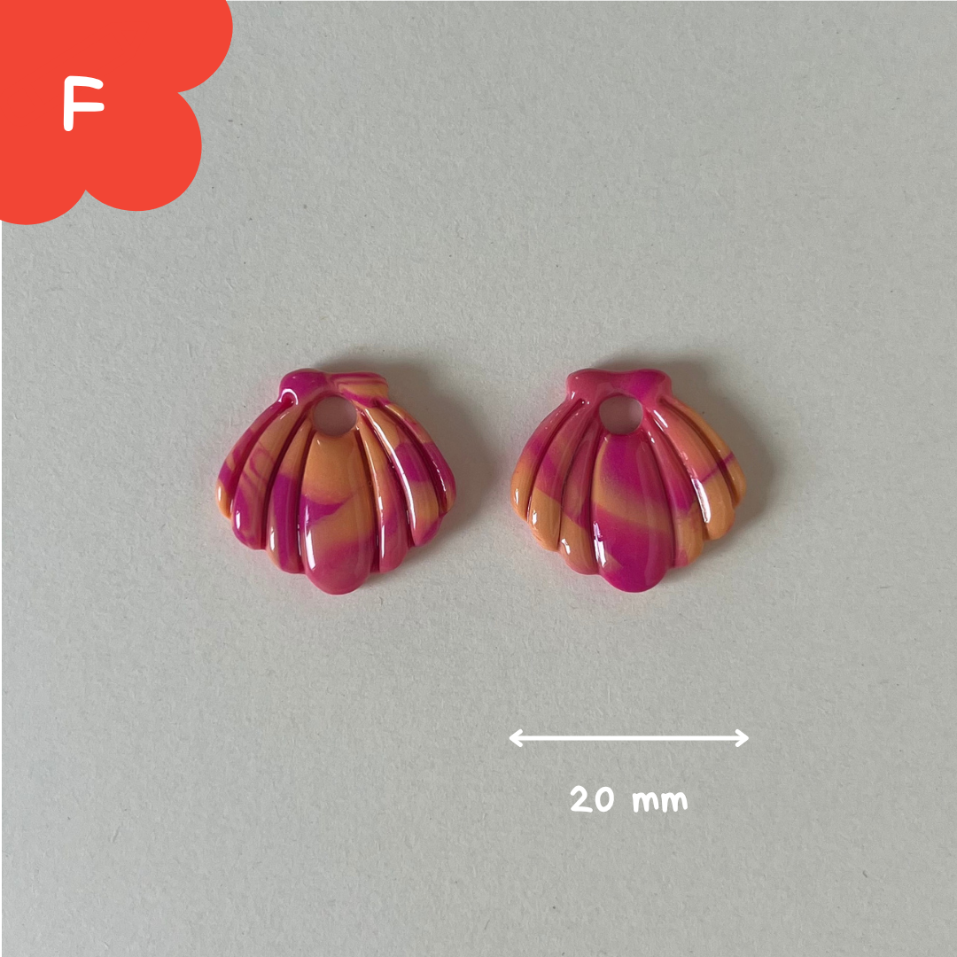 Pampilles coquillage roses et orange pastel