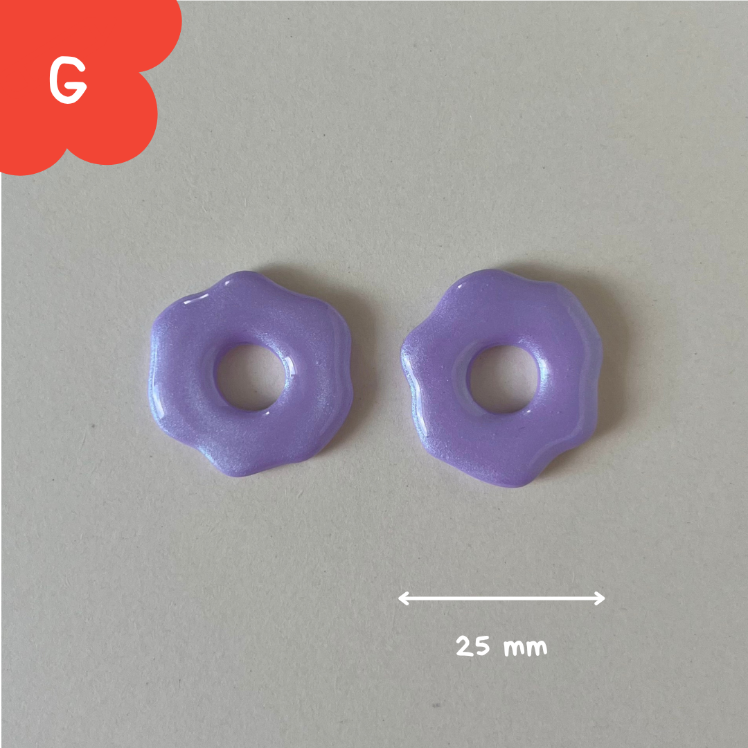 Pampilles rond wavy mauves pastel nacrées