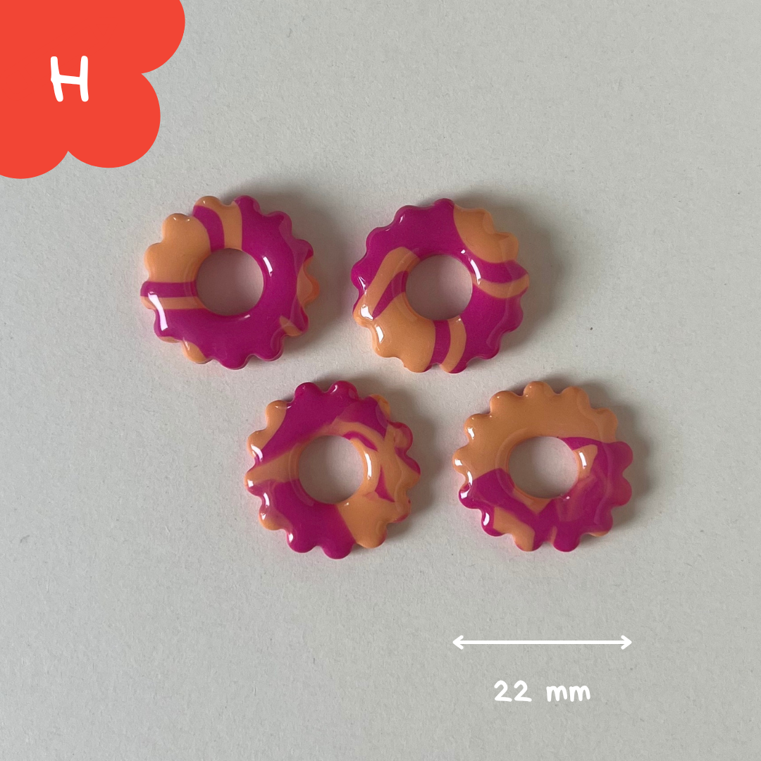Pampilles rond feston roses et orange pastel