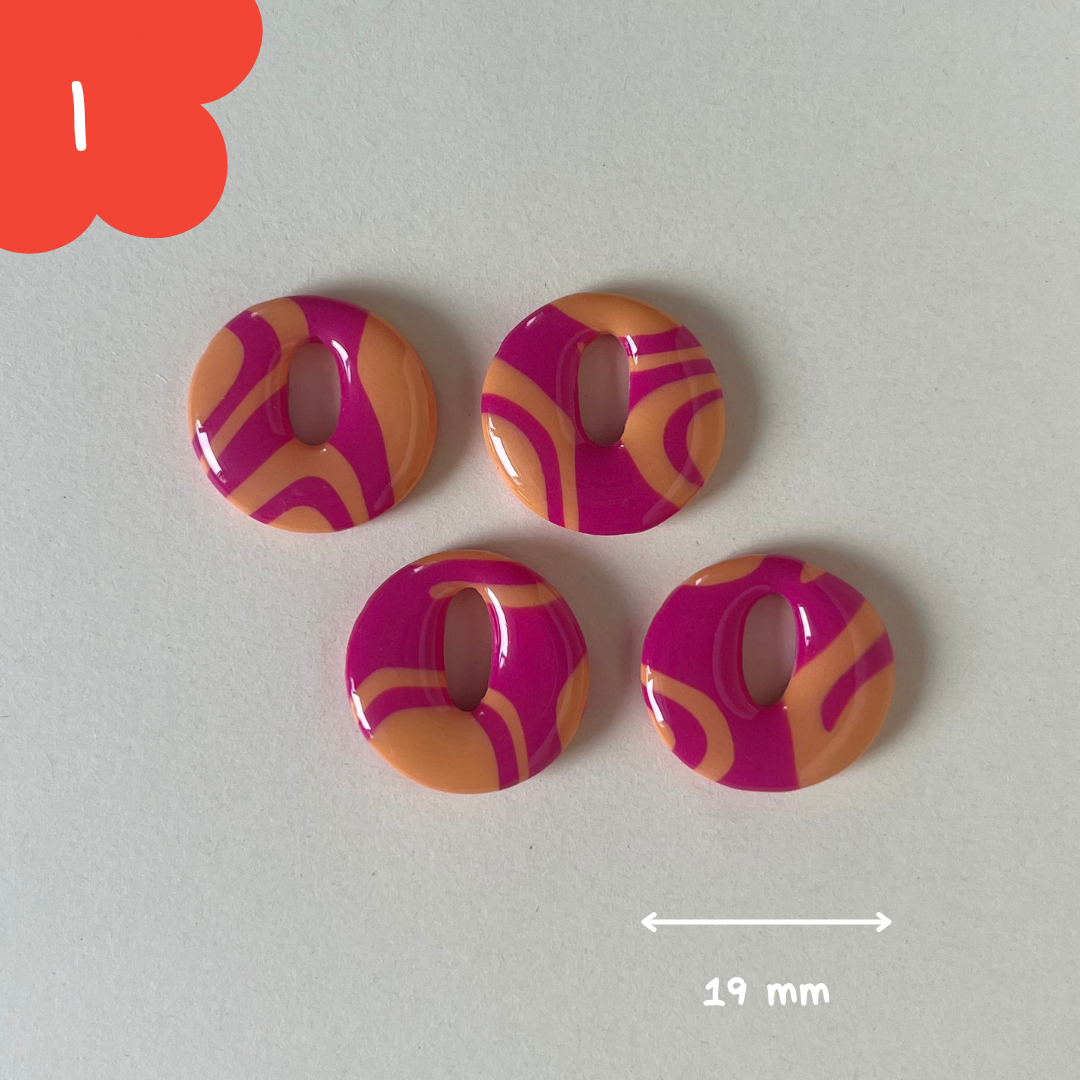 Pampilles rond roses et orange pastel
