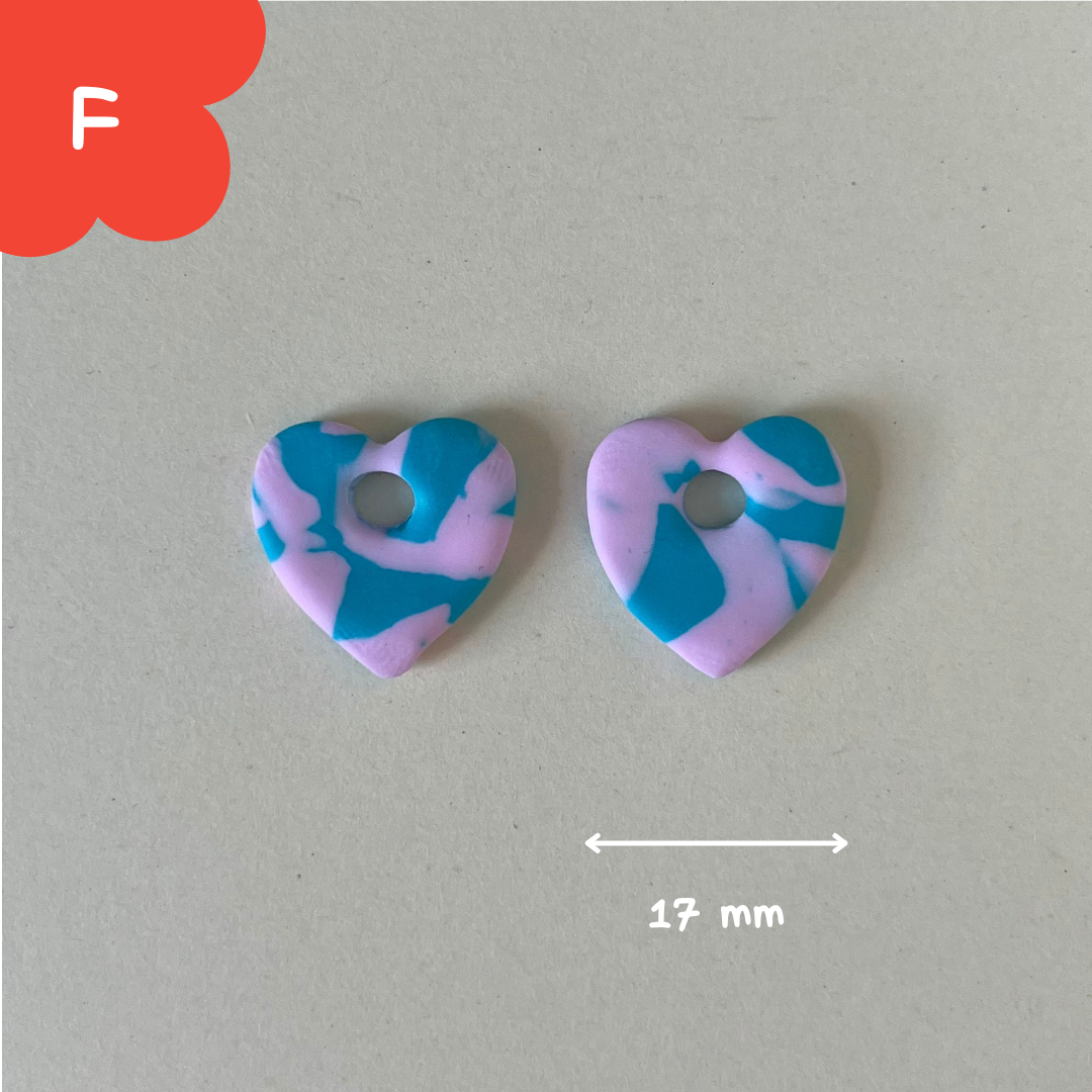 Pampilles coeur bleues et roses