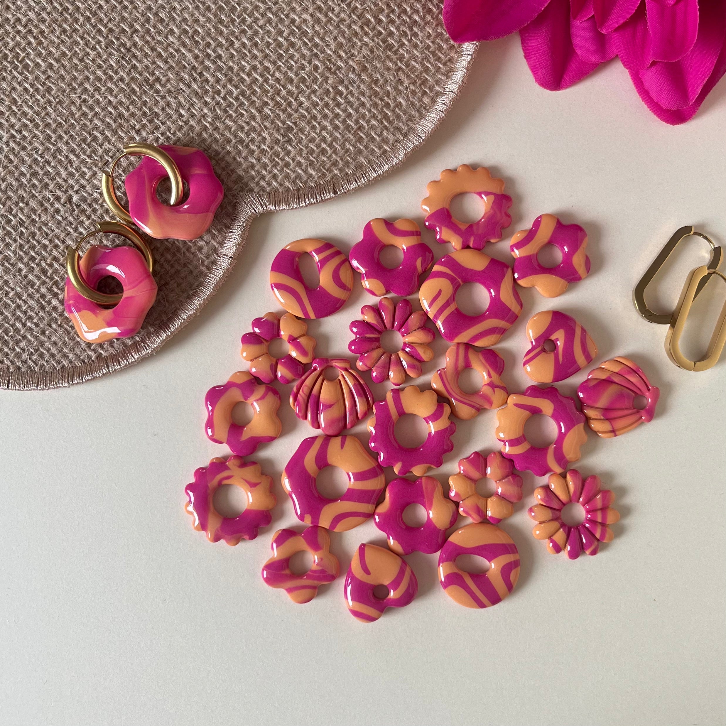 Pampilles roses et orange pastel