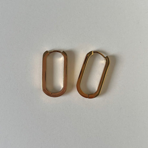 Créoles ovales aplaties 25×14mm – Doré